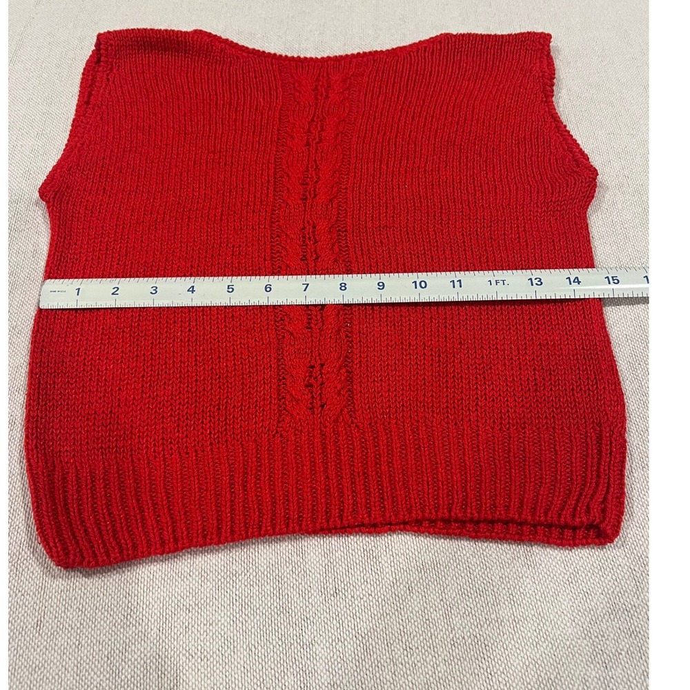 Vintage Liz Claiborne Sweater Women's Petite S Red Silk Blend Cable Button Back - Picture 6 of 8